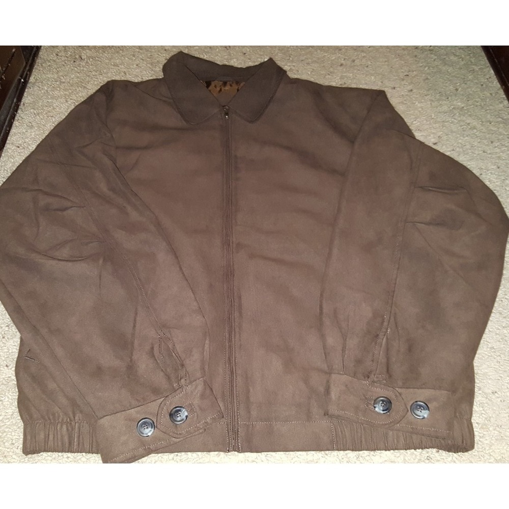 Cutter & Buck Men’s XL Brown Full Zip Faux Suede Bomber Jacket Coat